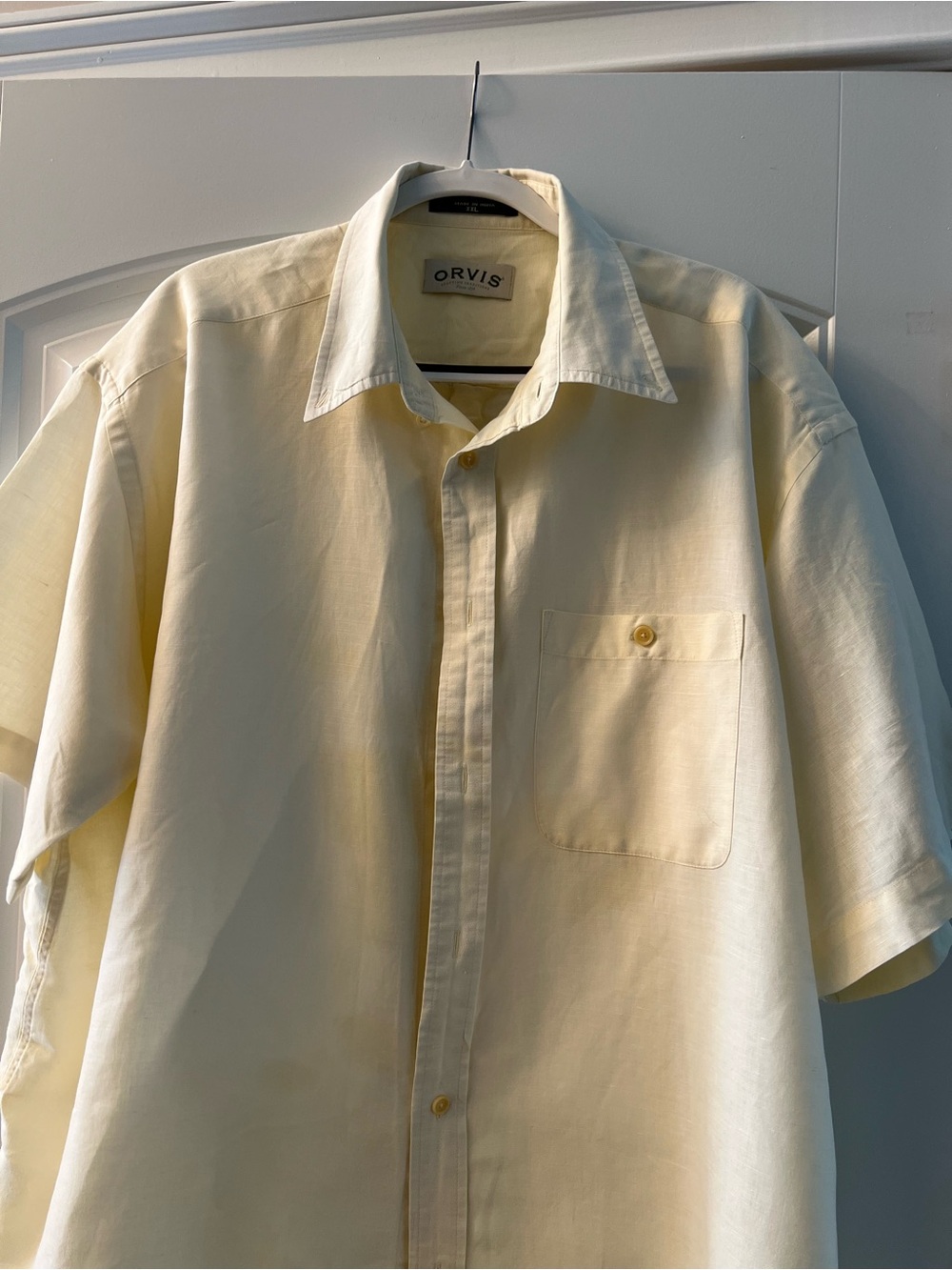 Orvis Pale Yellow Short-Sleeve Button Down Shirt